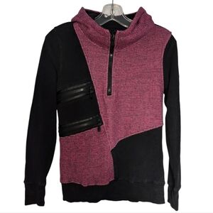 Oxygen: black and pink pullover hoodie zipper and  embroidery details size: S